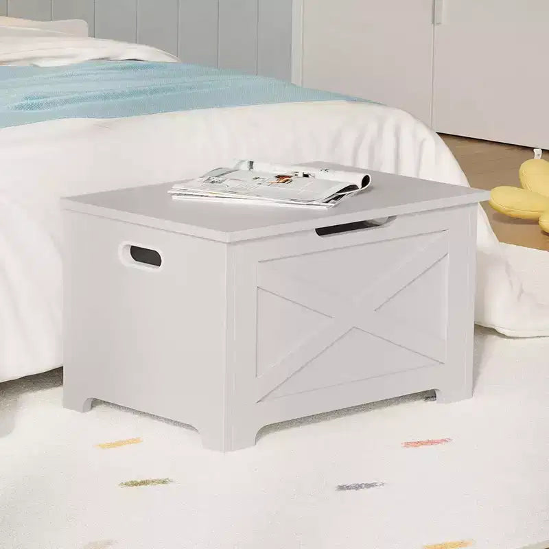 Tabouret de rangement de 60 cm avec pieds aux formes uniques, construction durable, rangement peu encombrant, design élégant et utilisation polyvalente