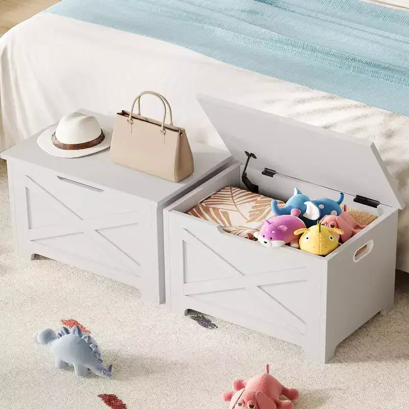 Tabouret de rangement de 60 cm avec pieds aux formes uniques, construction durable, rangement peu encombrant, design élégant et utilisation polyvalente