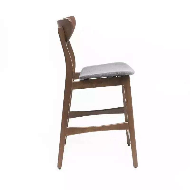 Tabouret de comptoir de 23,5 pouces en tissu et bois d'hévéa de style milieu de siècle (lot de 2)