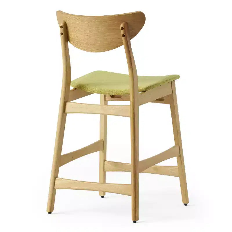 Tabouret de comptoir de 23,5 pouces en tissu et bois d'hévéa de style milieu de siècle (lot de 2)