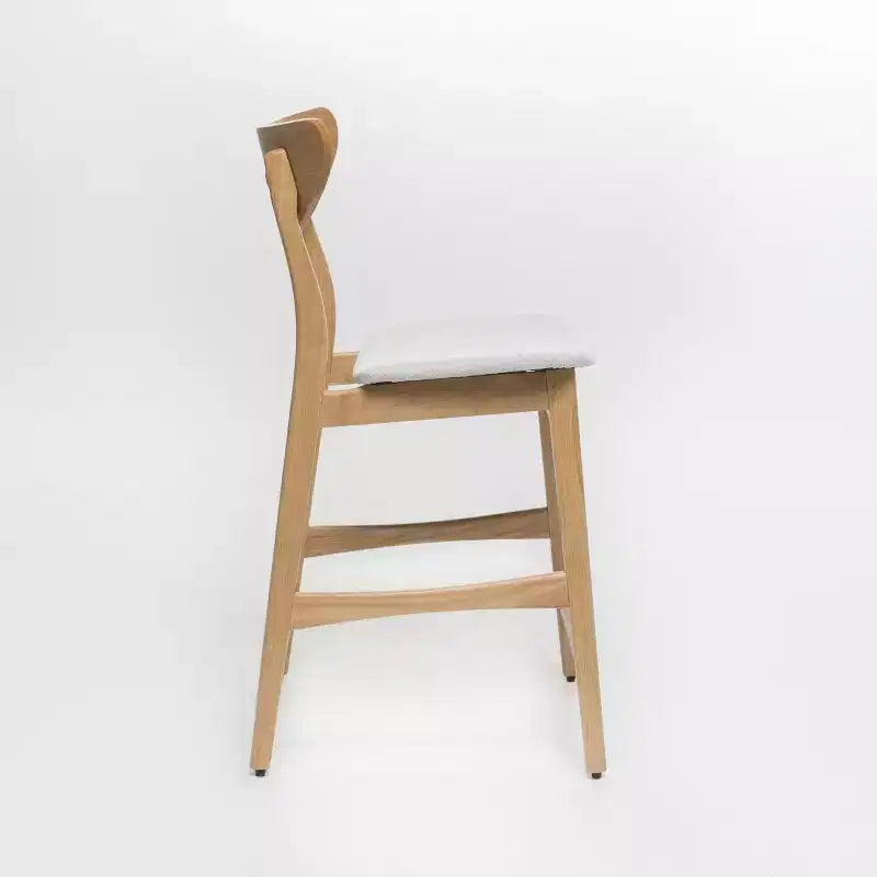 Tabouret de comptoir de 23,5 pouces en tissu et bois d'hévéa de style milieu de siècle (lot de 2)