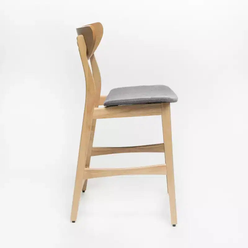 Tabouret de comptoir de 23,5 pouces en tissu et bois d'hévéa de style milieu de siècle (lot de 2)