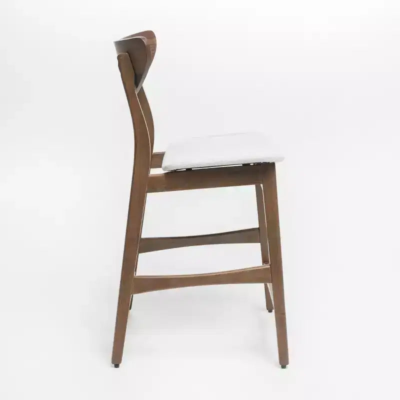 Tabouret de comptoir de 23,5 pouces en tissu et bois d'hévéa de style milieu de siècle (lot de 2)
