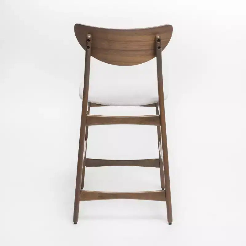 Tabouret de comptoir de 23,5 pouces en tissu et bois d'hévéa de style milieu de siècle (lot de 2)