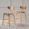 GDFStudio Cedric Mid-Century Modern Fabric and Rubberwood 23.5 Inch Counter Stool (Set of 2)