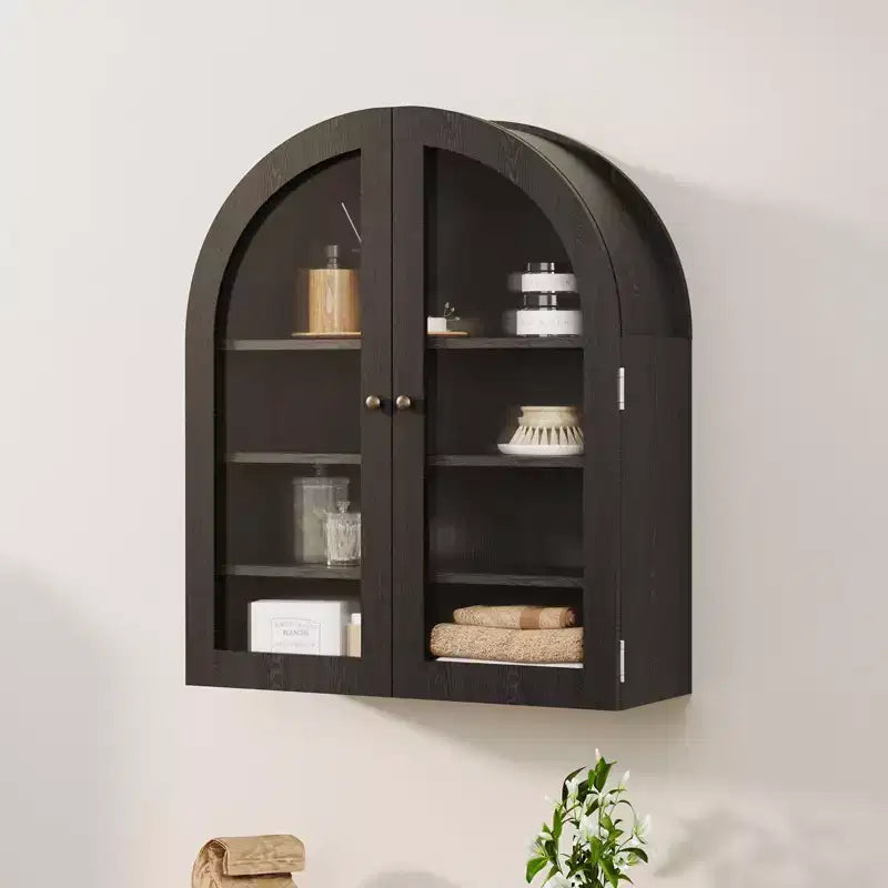 Petite armoire murale cintrée avec portes vitrées, murale 24