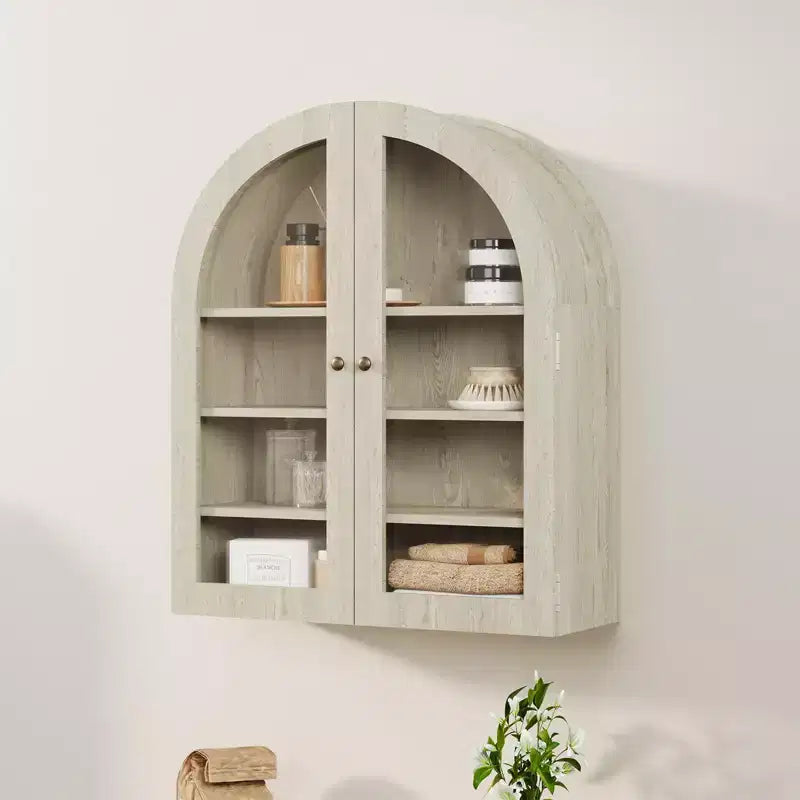 Petite armoire murale cintrée avec portes vitrées, murale 24