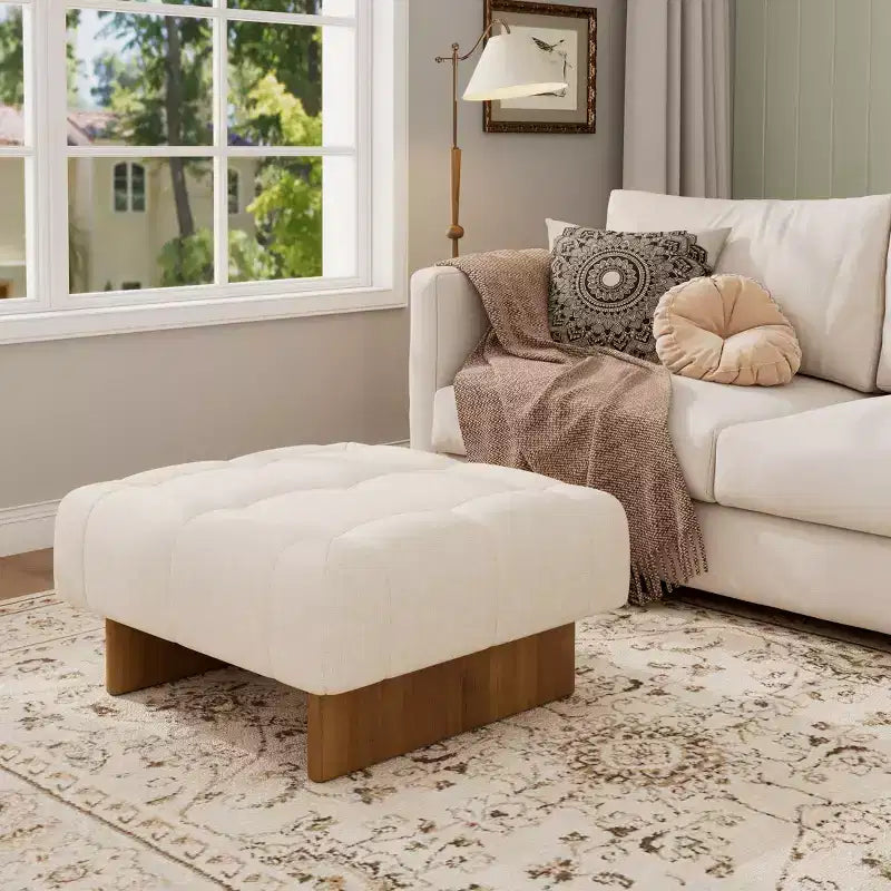 Pouffe carré capitonné en tissu de caoutchouc moderne