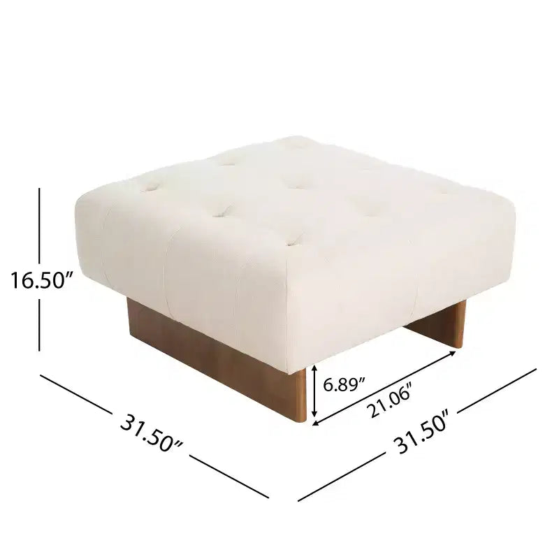 Pouffe carré capitonné en tissu de caoutchouc moderne
