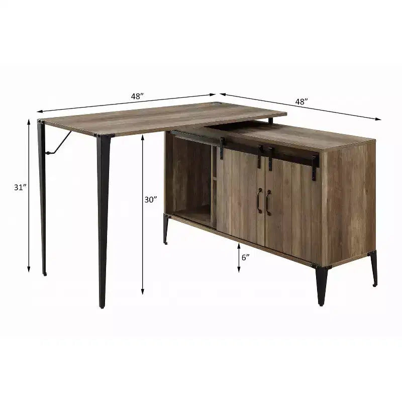 Bureau d'ordinateur rustique avec étagères de rangement pour bureau à domicile