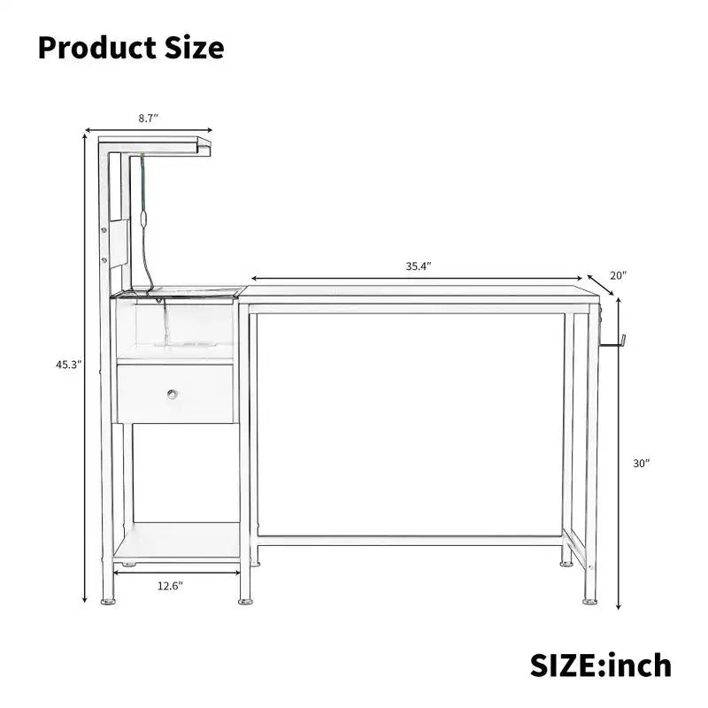 Bureau d'ordinateur rustique avec étagères de rangement pour bureau à domicile
