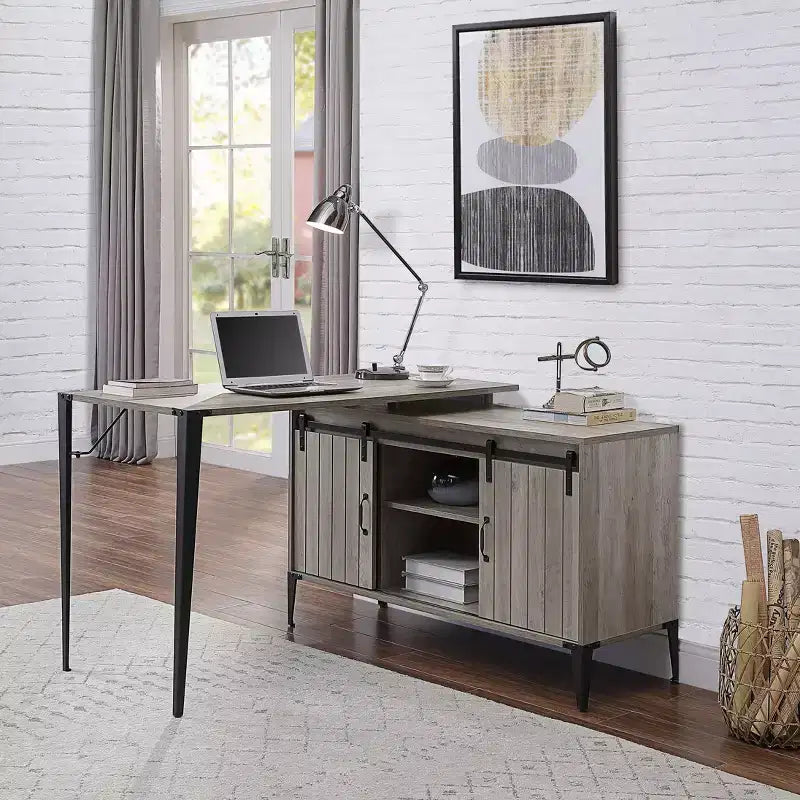 Bureau d'ordinateur rustique avec étagères de rangement pour bureau à domicile