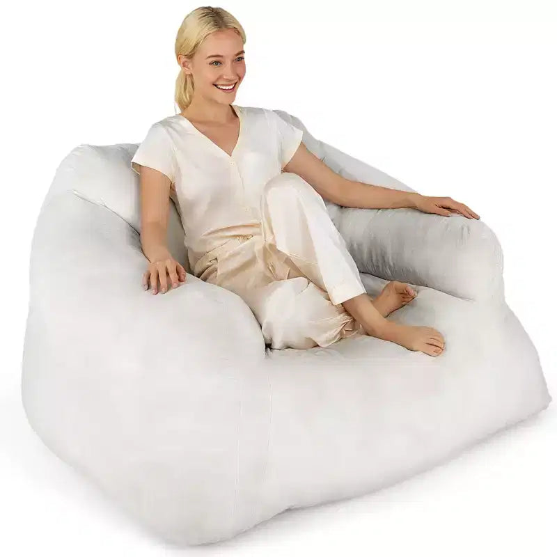 Fauteuil Poire pour Adultes Canapé Paresseux en Peluche avec Housse en Velours Ultra-Doux Beige