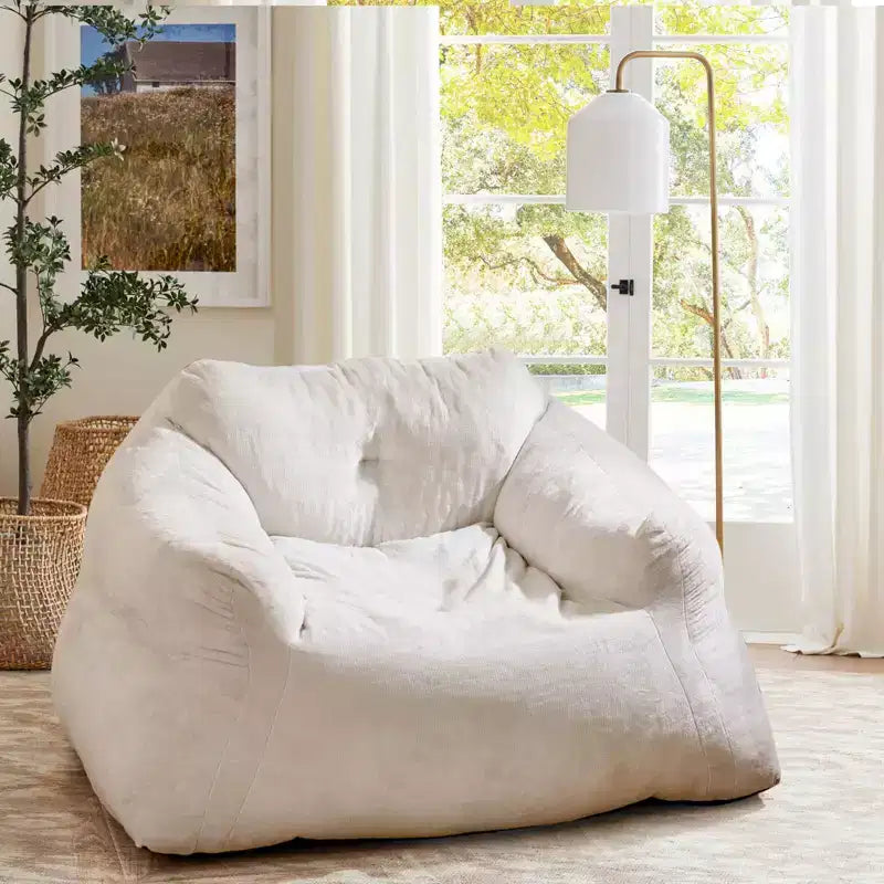 Fauteuil Poire pour Adultes Canapé Paresseux en Peluche avec Housse en Velours Ultra-Doux Beige