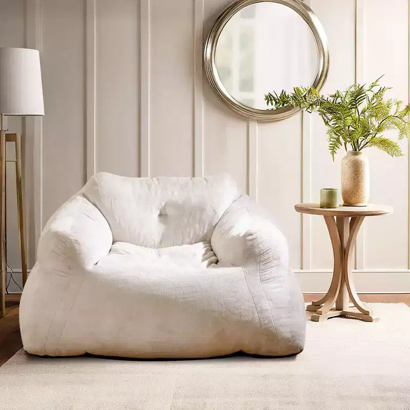 Fauteuil Poire pour Adultes Canapé Paresseux en Peluche avec Housse en Velours Ultra-Doux Beige