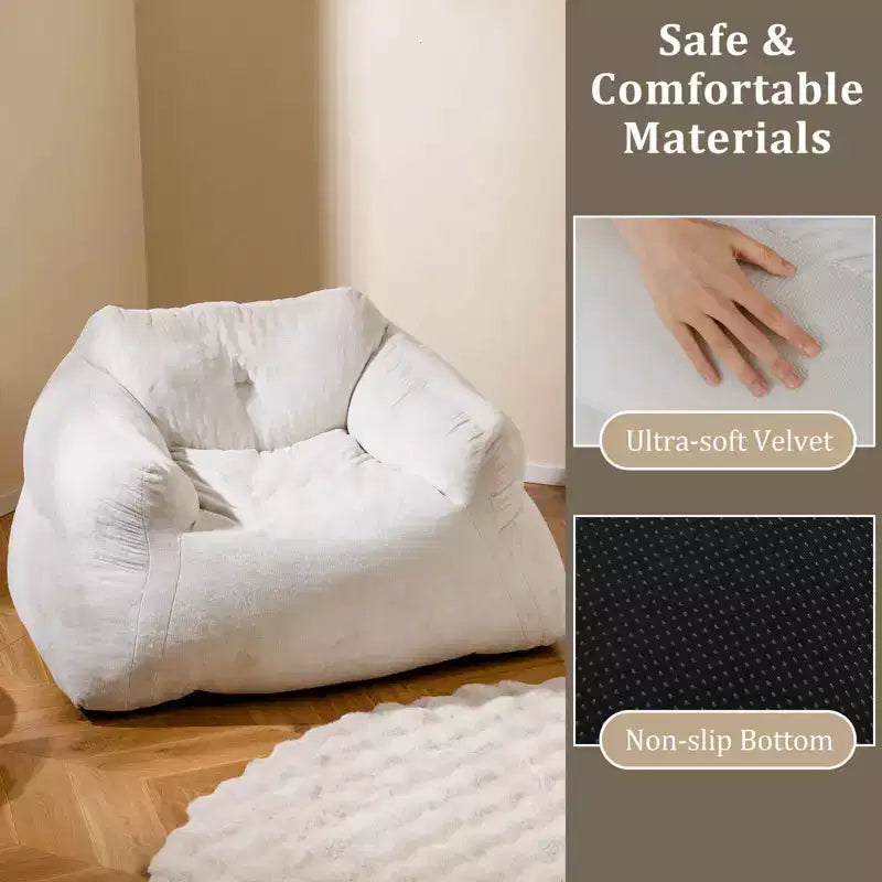 Fauteuil Poire pour Adultes Canapé Paresseux en Peluche avec Housse en Velours Ultra-Doux Beige