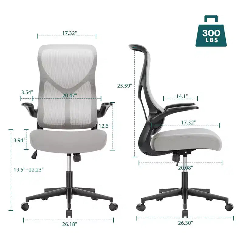 Chaise de bureau pivotante ergonomique moderne en maille avec accoudoirs et soutien lombaire