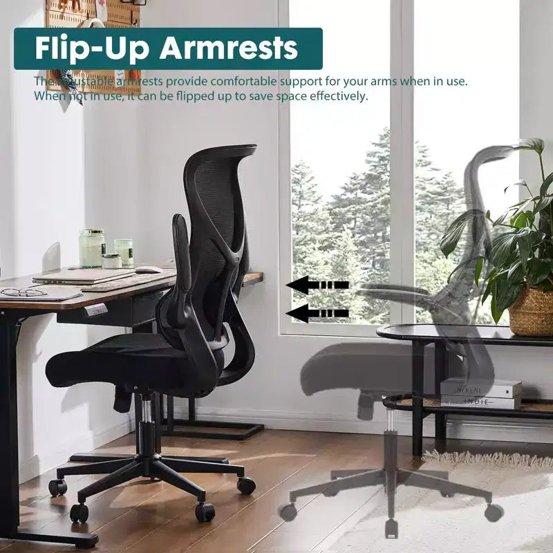 Chaise de bureau pivotante ergonomique moderne en maille avec accoudoirs et soutien lombaire