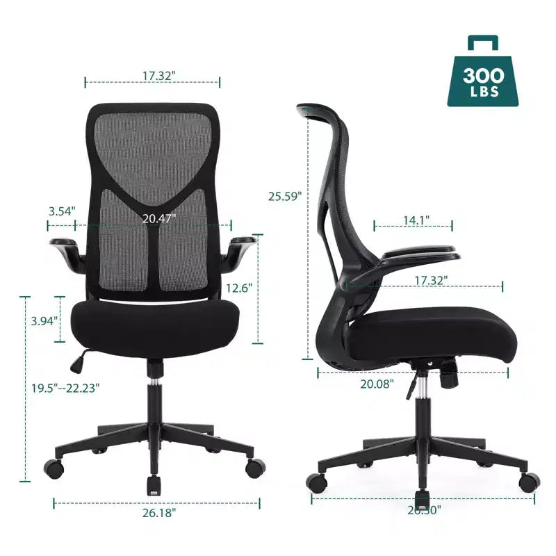 Chaise de bureau pivotante ergonomique moderne en maille avec accoudoirs et soutien lombaire
