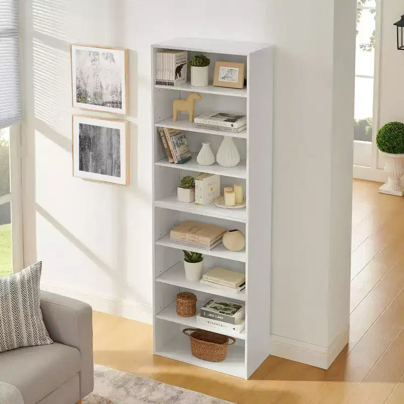 Bibliothèque minimaliste, étagères de rangement à 8 niveaux, organisateur de rangement multifonctionnel à double couche