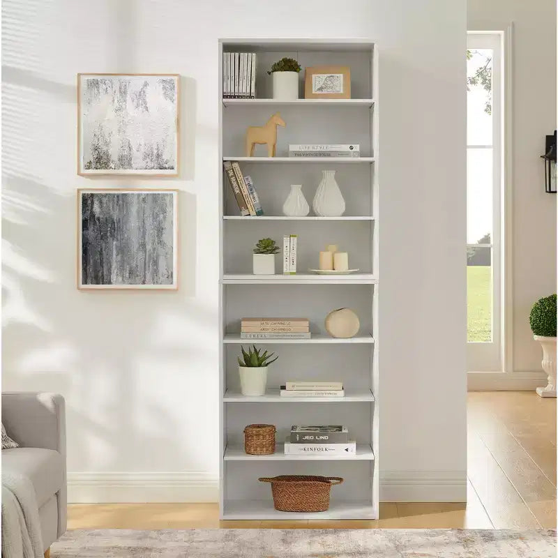 Okak Minimalism Bookshelf, Storage Shelves with 8 Tiers, Multi-functional Double-layer Storage Organizer for Living Room, Office