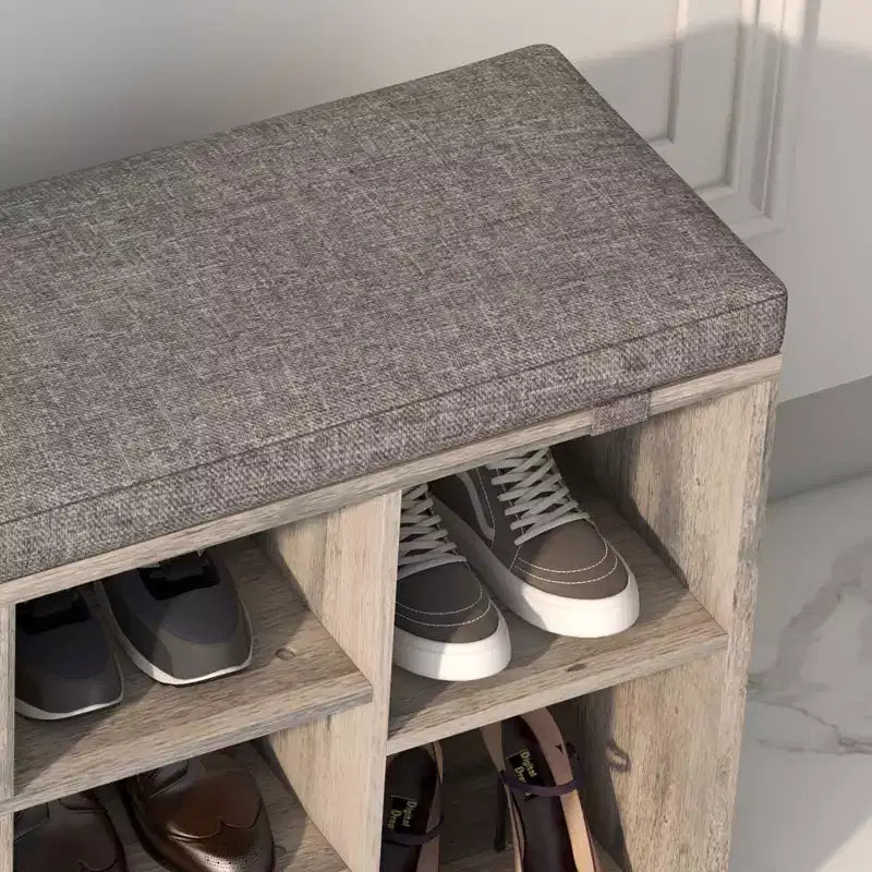 Banc à chaussures, banc à chaussures 10 casiers avec coussin, meuble à chaussures avec étagères réglables
