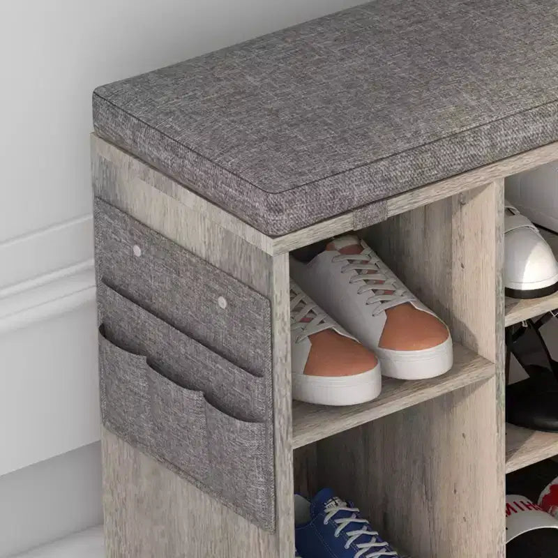 Banc à chaussures, banc à chaussures 10 casiers avec coussin, meuble à chaussures avec étagères réglables