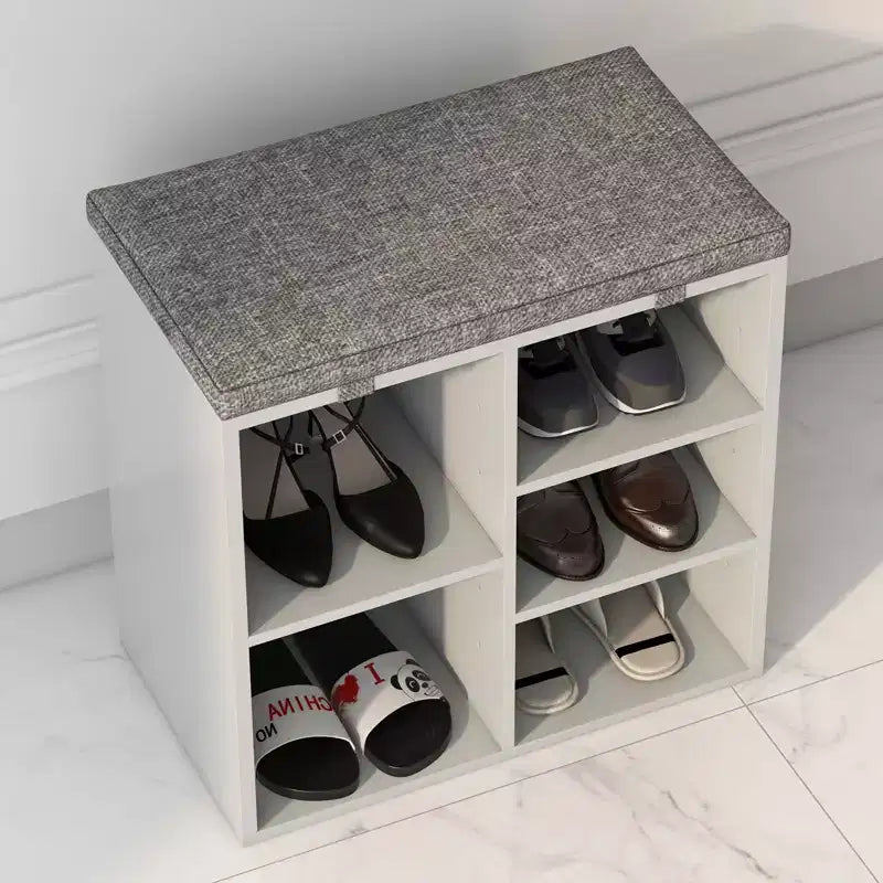 Banc à chaussures, banc à chaussures 10 casiers avec coussin, meuble à chaussures avec étagères réglables
