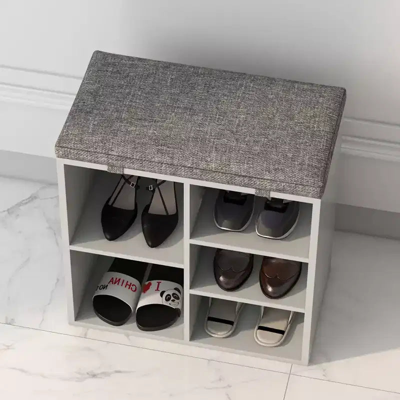 Banc à chaussures, banc à chaussures 10 casiers avec coussin, meuble à chaussures avec étagères réglables