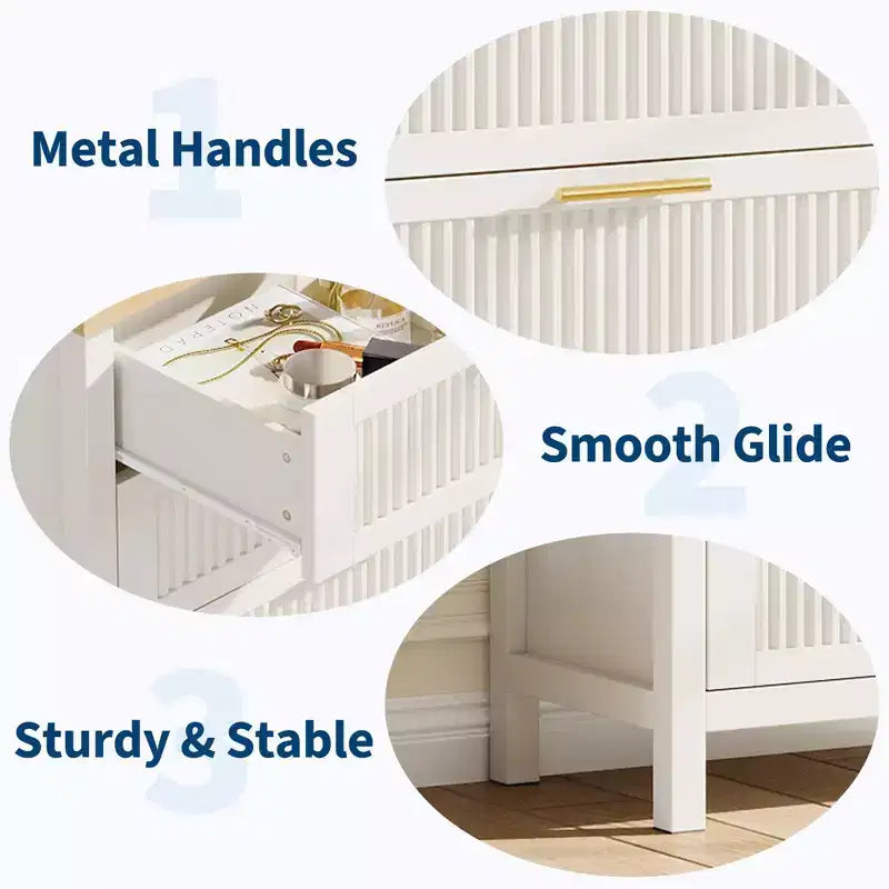 Commode haute de 89,9 cm pour chambre à coucher, avec 4 tiroirs cannelés et armoire de rangement pour vêtements
