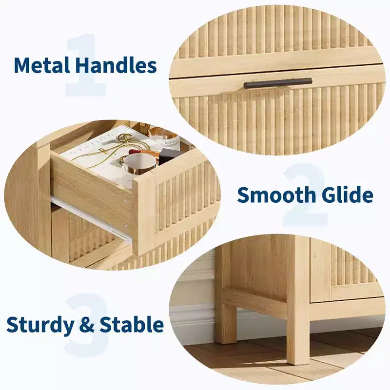 Commode haute de 89,9 cm pour chambre à coucher, avec 4 tiroirs cannelés et armoire de rangement pour vêtements