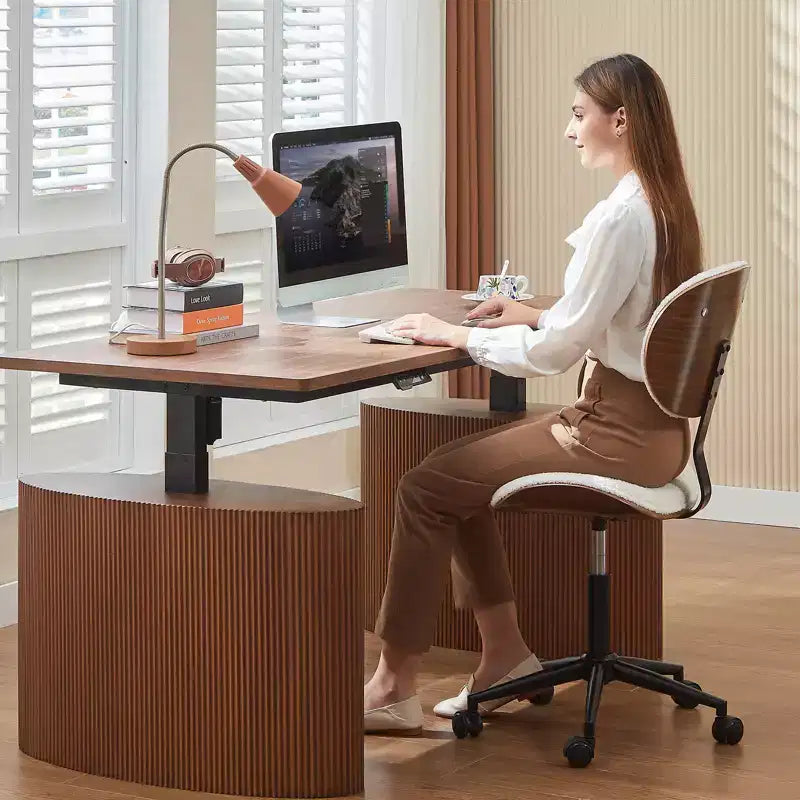 Chaise de bureau à roulettes ergonomique sans accoudoirs pour la maison, siège confortable avec support lombaire