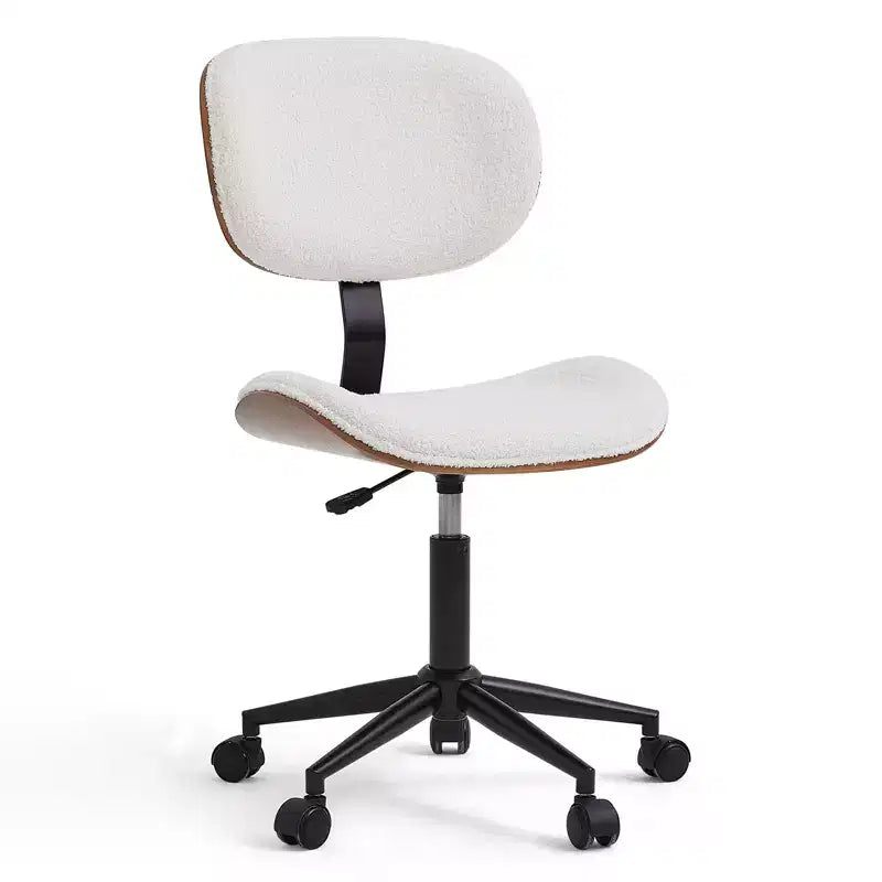Chaise de bureau à roulettes ergonomique sans accoudoirs pour la maison, siège confortable avec support lombaire