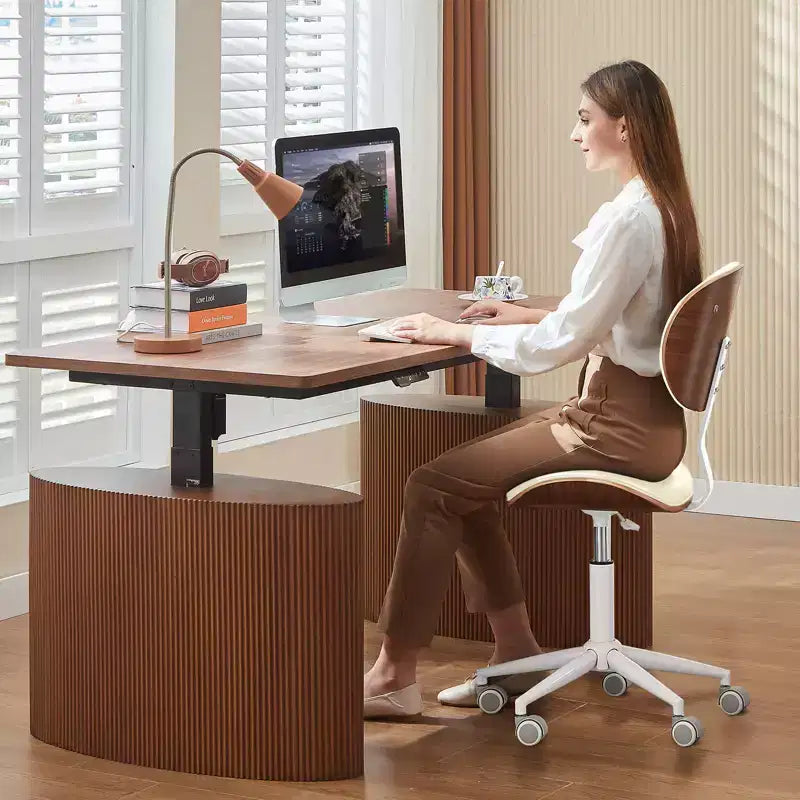 Chaise de bureau à roulettes ergonomique sans accoudoirs pour la maison, siège confortable avec support lombaire