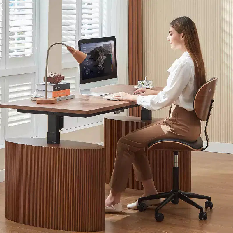 Chaise de bureau à roulettes ergonomique sans accoudoirs pour la maison, siège confortable avec support lombaire