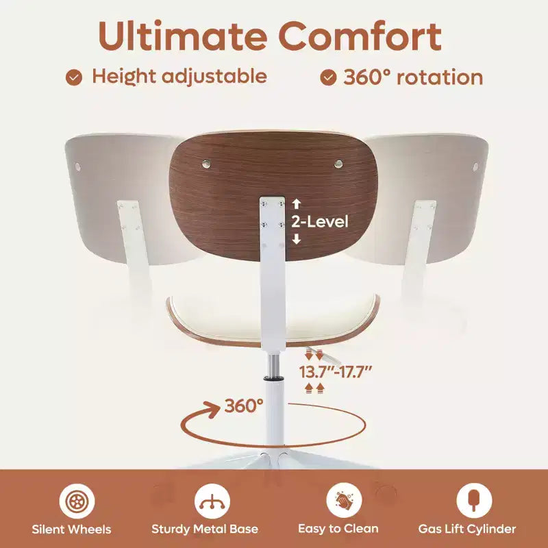 Chaise de bureau à roulettes ergonomique sans accoudoirs pour la maison, siège confortable avec support lombaire