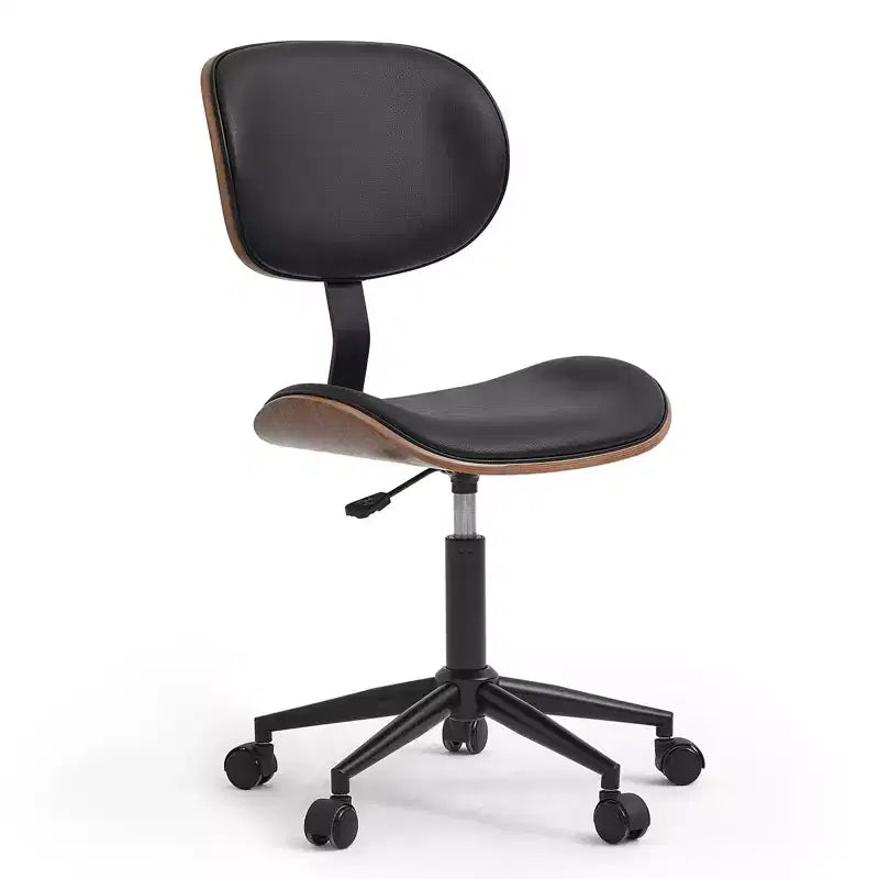 Chaise de bureau à roulettes ergonomique sans accoudoirs pour la maison, siège confortable avec support lombaire