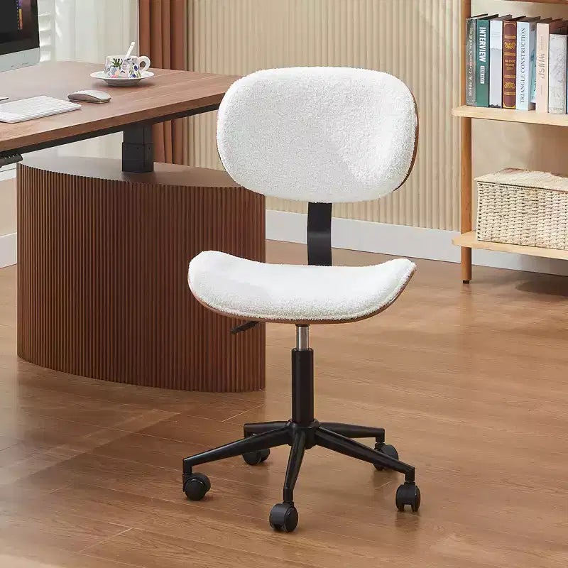 Chaise de bureau à roulettes ergonomique sans accoudoirs pour la maison, siège confortable avec support lombaire