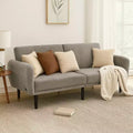 Royal Hampton Fold Out Futon Sofa Bed, Light Gray, Retro Channel Tufted Back
