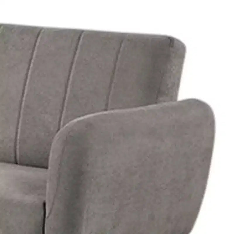 Canapé-lit futon pliant, gris clair, dossier touffeté de style rétro