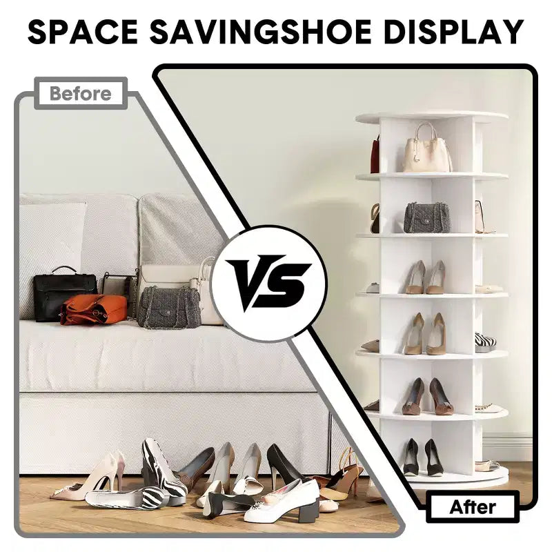Meuble à chaussures rotatif sur pied à 360°, Tour à chaussures rotative circulaire