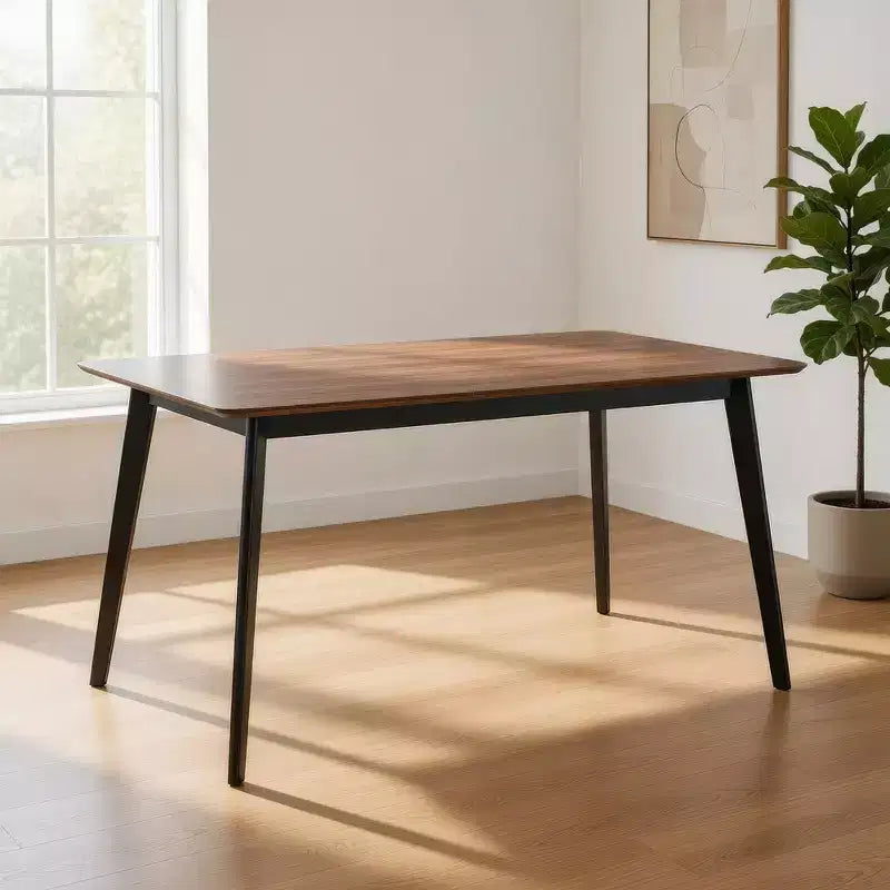Table à manger, plateau rectangulaire marron de 150 cm