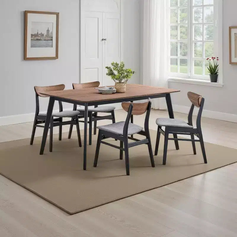 Table à manger, plateau rectangulaire marron de 150 cm