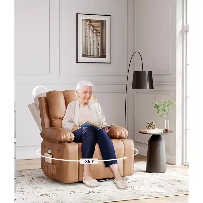 Fauteuil inclinable, pivotant et berçant surdimensionné avec chaleur et massage