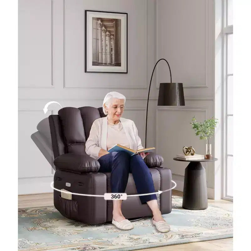 Fauteuil inclinable, pivotant et berçant surdimensionné avec chaleur et massage