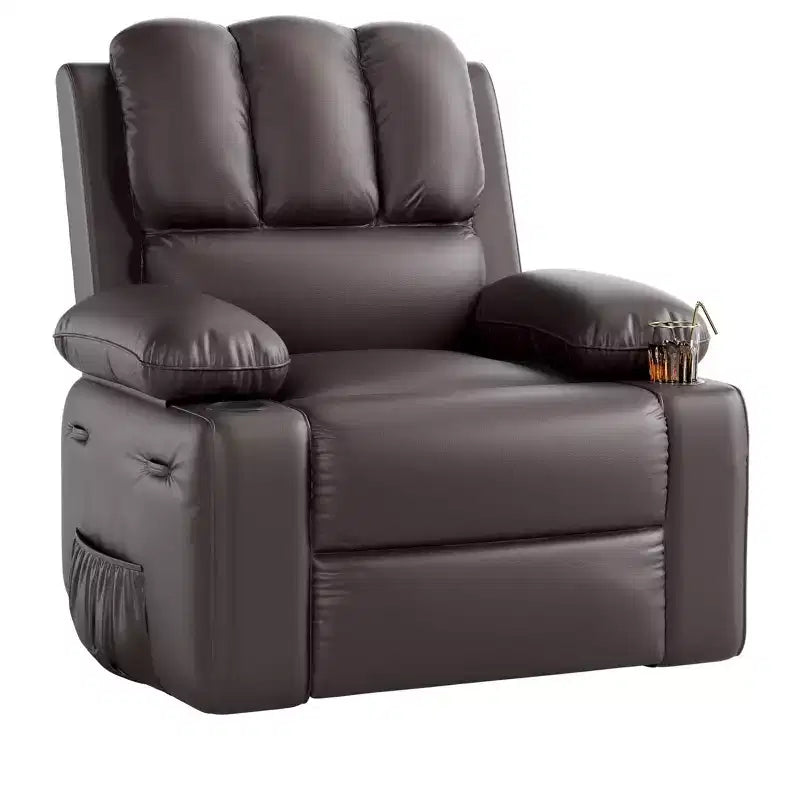 Fauteuil inclinable, pivotant et berçant surdimensionné avec chaleur et massage