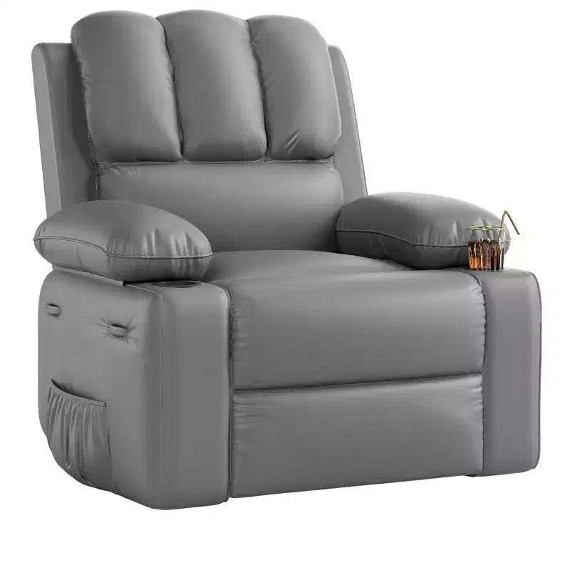 Fauteuil inclinable, pivotant et berçant surdimensionné avec chaleur et massage