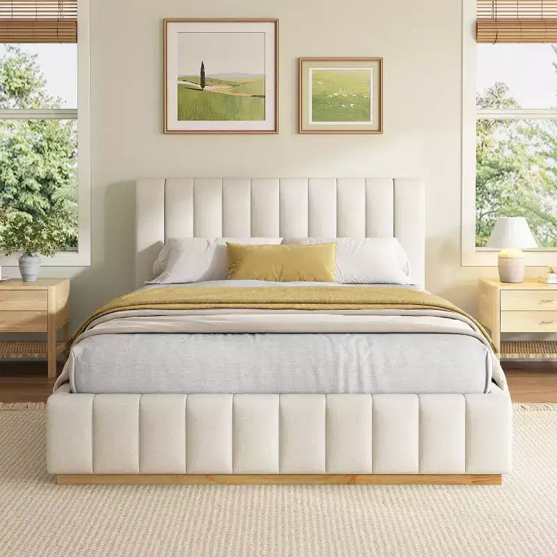 Christopher Knight Home Buchanan Modern Striped Fabric Bed with Headboard