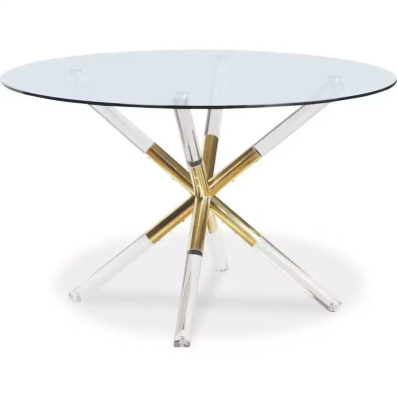 Meridian Furniture,Mercury Acrylic/Gold Dining Table