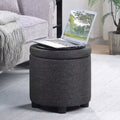 HomeStock Comfort Round Accent Storage Ottoman with Reversible Tray Lid